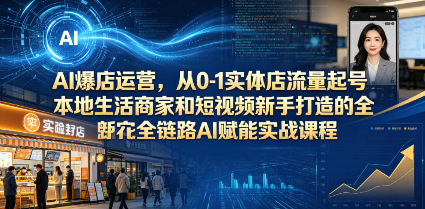 AI爆店运营，从0-1实体店流量起号，本地生活商家和短视频新手打造的全链路AI赋能实战课程-靠谱项目库