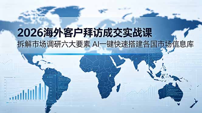 （18992期）2026海外客户拜访成交实战课：拆解市场调研六大要素，AI一键快速搭建各国市场信息库-靠谱项目库