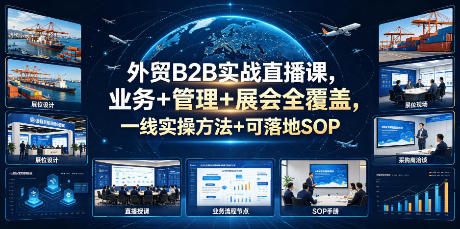 外贸B2B实战直播课,业务+管理+展会全覆盖,一线实操方法+可落地SOP-靠谱项目库