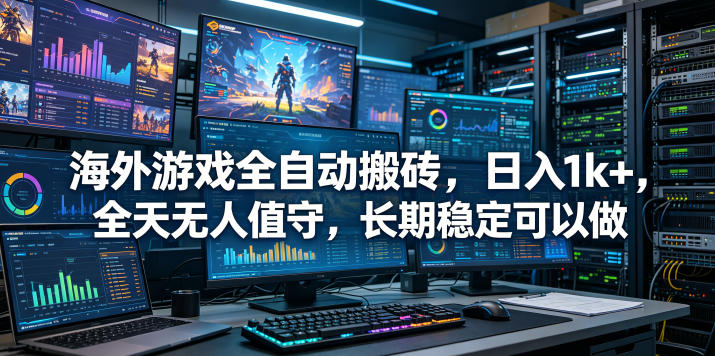 海外游戏全自动搬砖项目，日入1k+，全天无人值守，长期稳定可以做【揭秘】-靠谱项目库