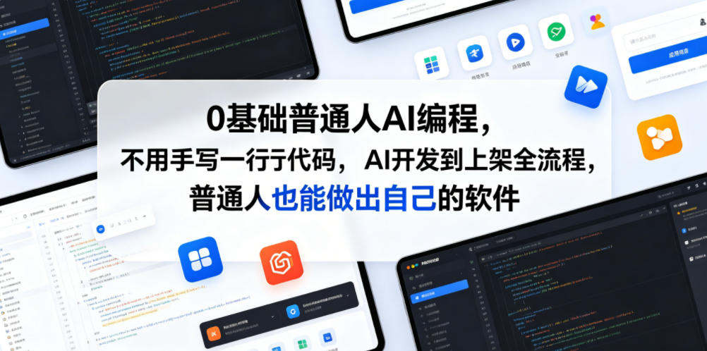 0基础普通人AI编程，不用手写一行代码，AI开发到上架全流程，普通人也能做出自己的软件-靠谱项目库