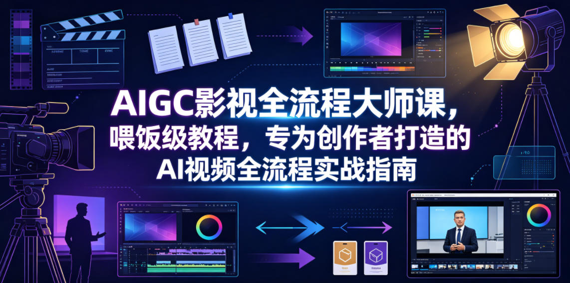 AIGC影视全流程大师课，喂饭级教程，专为创作者打造的AI视频全流程实战指南-靠谱项目库