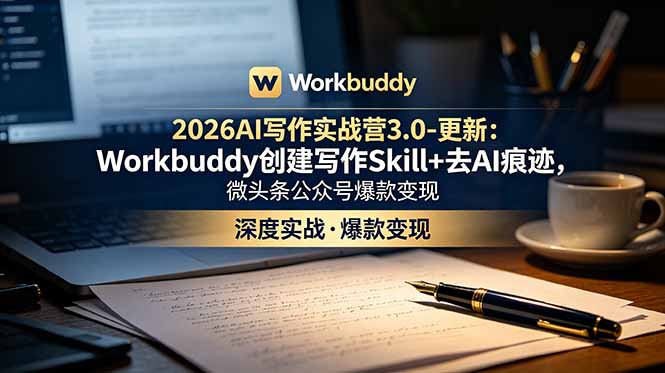 （18995期）2026AI写作实战营3.0-更新：Workbuddy创建写作Skill+去AI痕迹，微头条公众号爆款变现-靠谱项目库