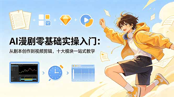 （18812期）AI漫剧零基础实操入门：从剧本创作到视频剪辑，十大模块一站式教学-靠谱项目库