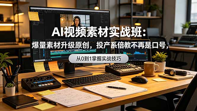 （19085期）AI视频素材实战班：爆量素材升级原创，投产翻倍不再是口号，0-1系统教学实战落地-靠谱项目库