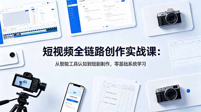 （18683期）短视频全链路创作实战课：从智能工具认知到短剧制作，零基础系统学习-靠谱项目库