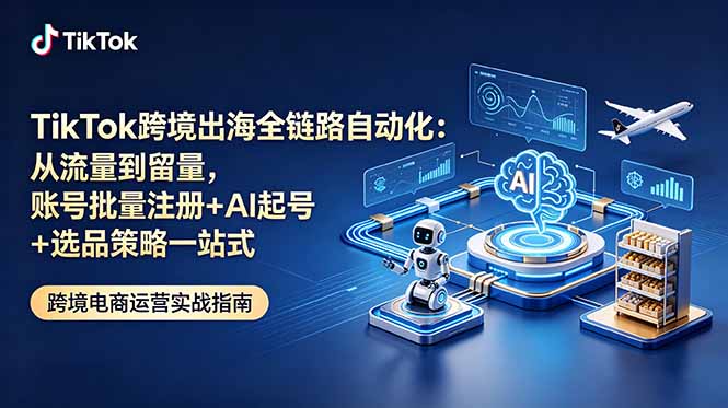 （18907期）TikTok跨境出海全链路自动化：从流量到留量，账号批量注册+AI起号+选品策略一站式-靠谱项目库