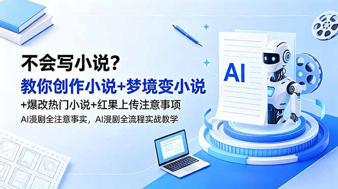 （18801期）不会写小说？教你创作小说+梦境变小说+爆改热门小说+红果上传注意事项，AI漫剧全流程实战教学-靠谱项目库