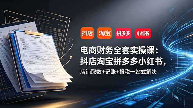 （19001期）电商财务全套实操课：抖店淘宝拼多多小红书，店铺取数+记账+报税一站式解决-靠谱项目库