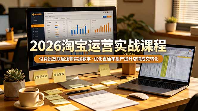 (19075期)2026 淘宝运营实战课程,付费投放底层逻辑实操教学,优化直通车投产提升店铺成交转化-靠谱项目库