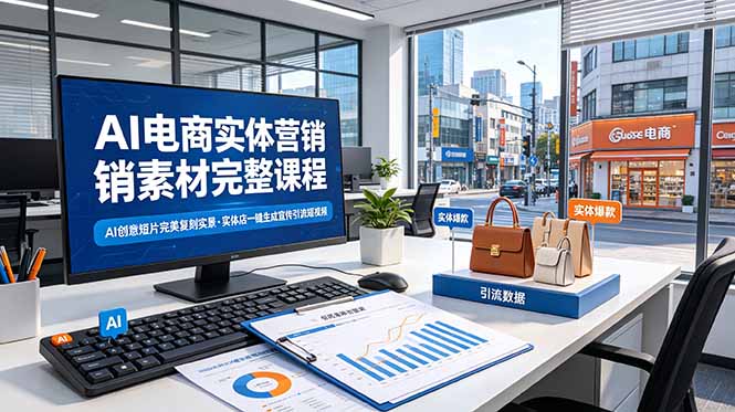 （19076期）AI电商实体营销素材完整课程，AI创意短片完美复刻实景，实体店一键生成宣传引流短视频-靠谱项目库