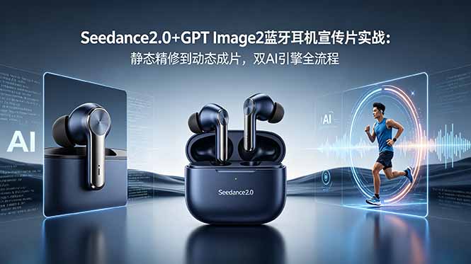 （18730期）Seedance2.0+GPT Image2蓝牙耳机宣传片实战：静态精修到动态成片，双AI引擎全流程-靠谱项目库