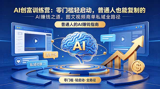 （18911期）AI创富训练营：零门槛轻启动，普通人也能复制的AI赚钱之道，图文视频商单私域全路径-靠谱项目库