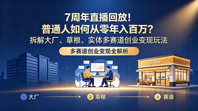 (18894期)7周年直播回放!普通人如何从零年入百万?拆解大厂、草根、实体多赛道创业变现玩法-靠谱项目库