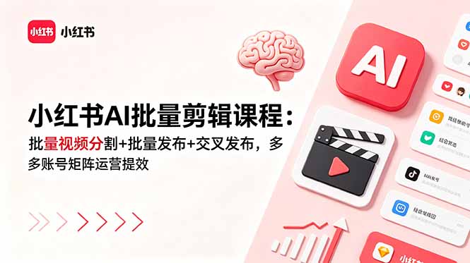 （18959期）小红书AI批量剪辑课程：批量视频分割+批量发布+交叉发布，多账号矩阵运营提效-靠谱项目库