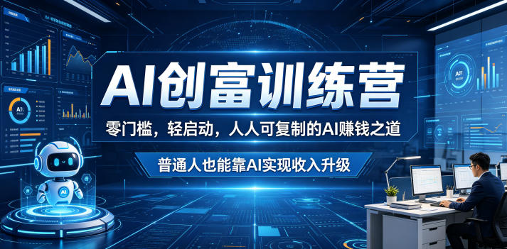 AI创富训练营，零门槛，轻启动，人人可复制的AI賺钱之道，普通人也能靠AI实现收入升级-靠谱项目库