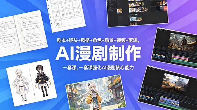 （18734期）剧本+镜头+风格+角色+场景+视频+剪辑，一套课强化AI漫剧核心能力-靠谱项目库