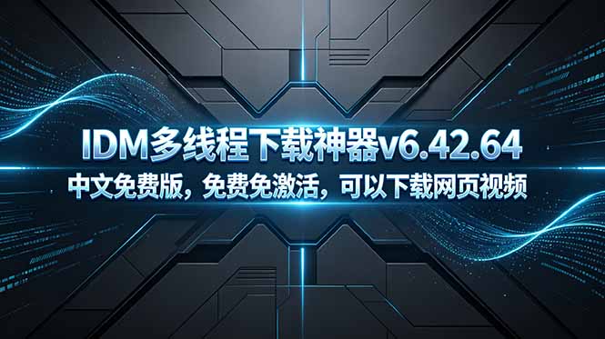 （18688期）IDM多线程下载神器v6.42.64中文免费版，免费免激活，可以下载网页视频（例如飞书文档内的视频）-靠谱项目库