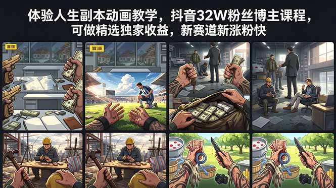 （18826期）体验人生副本动画教学， 抖音32W粉丝博主课程，可做精选独家收益，新赛道新涨粉快-靠谱项目库