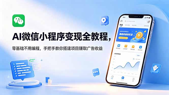 （18773期）AI微信小程序变现全教程，零基础不用编程，手把手教你搭建项目赚取广告收益-靠谱项目库