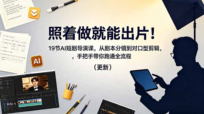 （18694期）照着做就能出片！19节AI短剧导演课，从剧本分镜到对口型剪辑，手把手带你跑通全流程（更新）-靠谱项目库