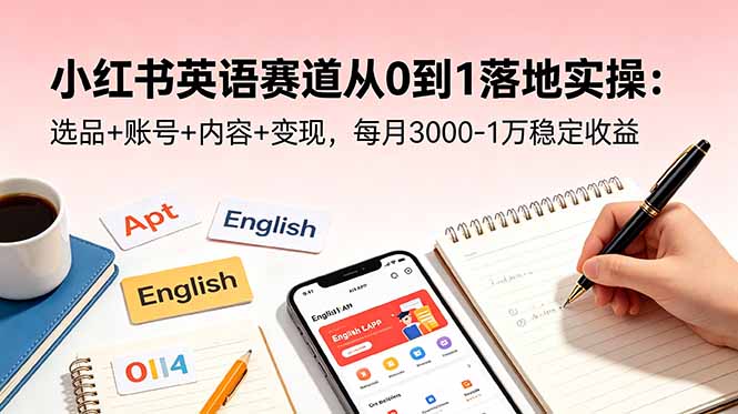 （18771期）小红书英语赛道从0到1落地实操：选品+账号+内容+变现，每月3000-1万稳定收益-靠谱项目库