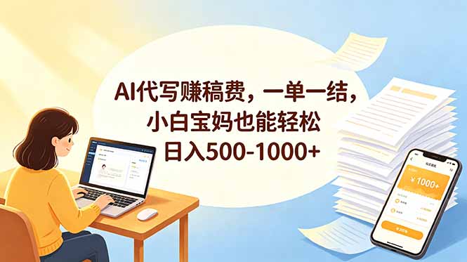 （18772期）AI代写赚稿费，一单一结，小白宝妈也能轻松日入500-1000+-靠谱项目库