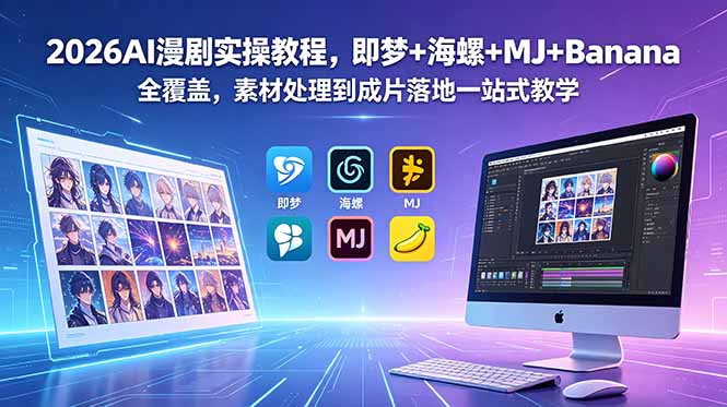 （18774期）2026AI漫剧实操教程，即梦+海螺+MJ+Banana全覆盖，素材处理到成片落地一站式教学-靠谱项目库