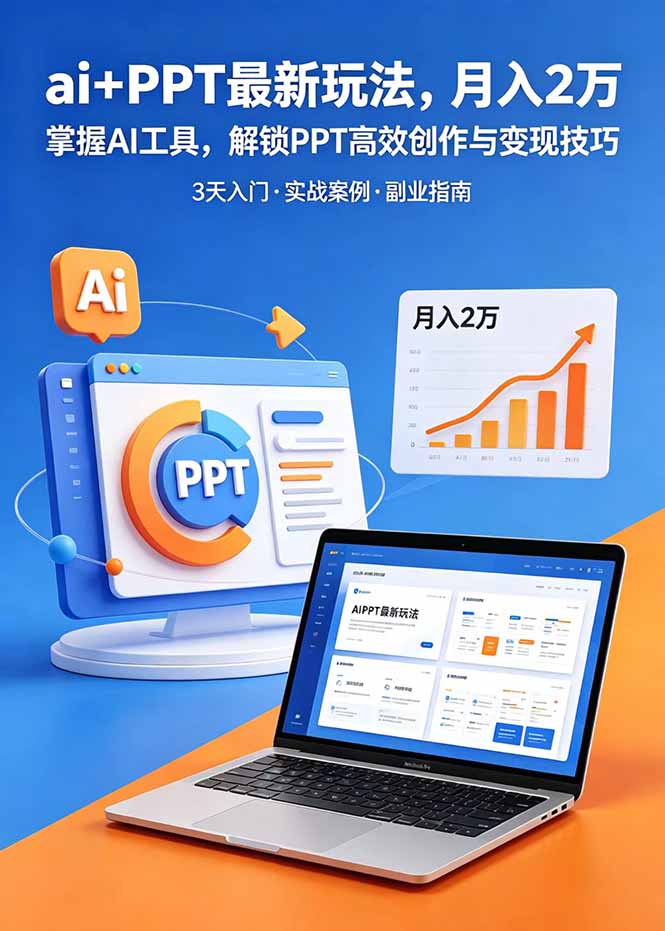 （18881期）ai+PPT最新玩法，月入2万掌握AI工具，解锁PPT高效创作与变现技巧3天入门，实战案例·副业指南-靠谱项目库