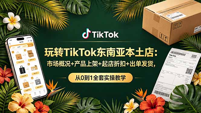 （19045期）玩转TikTok东南亚本土店：市场概况+产品上架+起店折扣+出单发货，从0到1全套实操教学-靠谱项目库