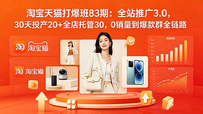 (18920期)2026淘宝天猫打爆班83期:全站推广3.0,30天投产20+全店托管30,0销量到爆款群全链路-靠谱项目库