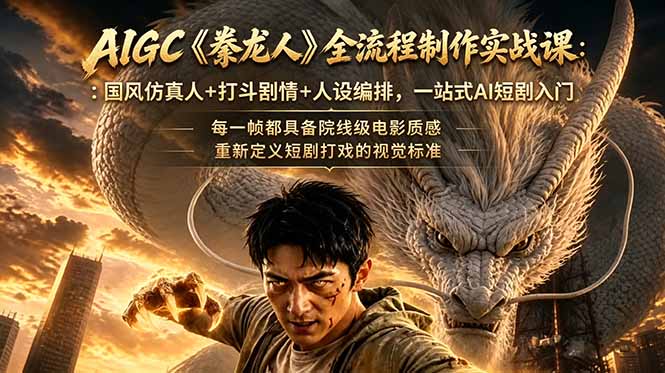（18849期）AIGC《豢龙人》全流程制作实战课：国风仿真人+打斗剧情+人设编排，一站式AI短剧入门-靠谱项目库