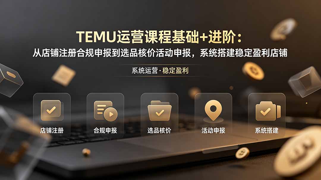 （19081期）TEMU运营课程（基础+进阶）：从店铺注册合规申报到选品核价活动申报，系统搭建稳定盈利店铺-靠谱项目库