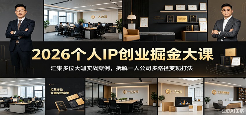 2026个人IP创业掘金大课：汇集多位大咖实战案例，拆解一人公司多路径变现打法-靠谱项目库
