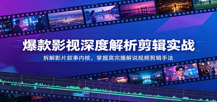 爆款影视深度解析剪辑实战：拆解影片叙事内核，掌握高完播解说视频剪辑手法-靠谱项目库