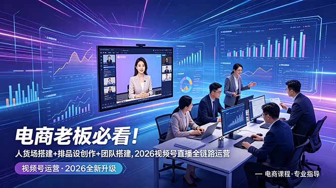 (18845期)电商老板必看!人货场搭建+排品设计+素材创作+团队搭建,2026视频号直播全链路运营-靠谱项目库