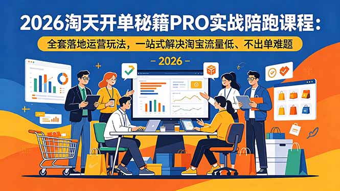 （18844期）2026淘天开单秘籍PRO实战陪跑课程：全套落地运营玩法，一站式解决淘宝流量低、不出单难题-靠谱项目库