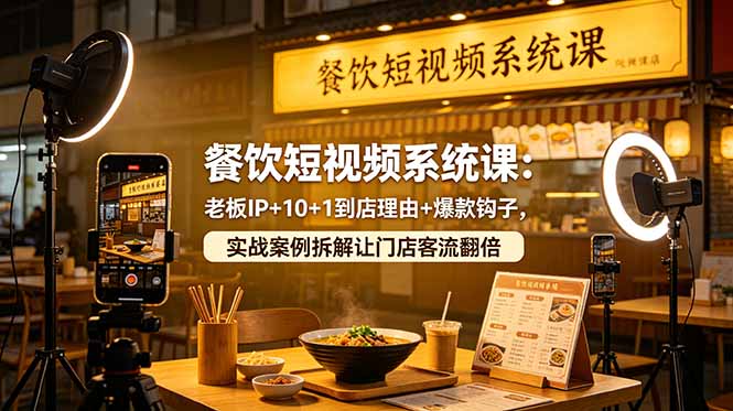 （18712期）餐饮短视频系统课：老板IP+10+1到店理由+爆款钩子，实战案例拆解让门店客流翻倍-靠谱项目库