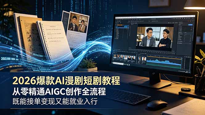 （18980期）2026 爆款 AI 漫剧短剧教程 从零精通 AIGC 创作全流程 既能接单变现又能就业入行-靠谱项目库