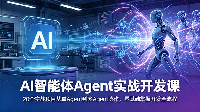 （18983期）AI智能体Agent实战开发课：20个实战项目从单Agent到多Agent协作，零基础掌握开发全流程-靠谱项目库