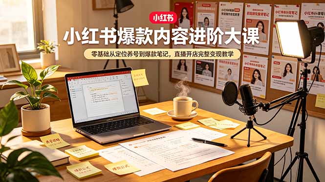 (19118期)小红书爆款内容进阶大课,零基础从定位养号到爆款笔记,直播开店完整变现教学-靠谱项目库