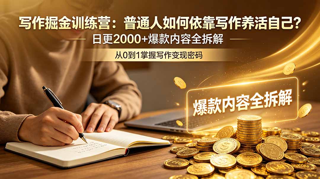 （18901期）写作掘金训练营：普通人如何依靠写作养活自己？日更2000+爆款内容全拆解-靠谱项目库