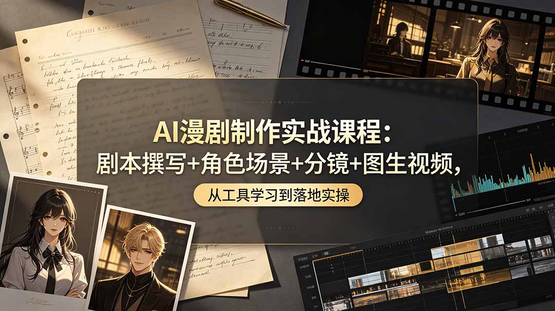 (19020期)AI漫剧制作实战课程:剧本撰写+角色场景+分镜+图生视频,从工具学习到落地实操-靠谱项目库