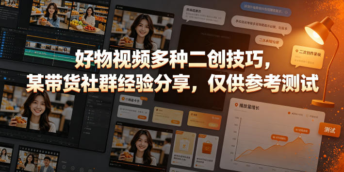 好物视频多种二创技巧，某带货社群经验分享，仅供参考测试-靠谱项目库