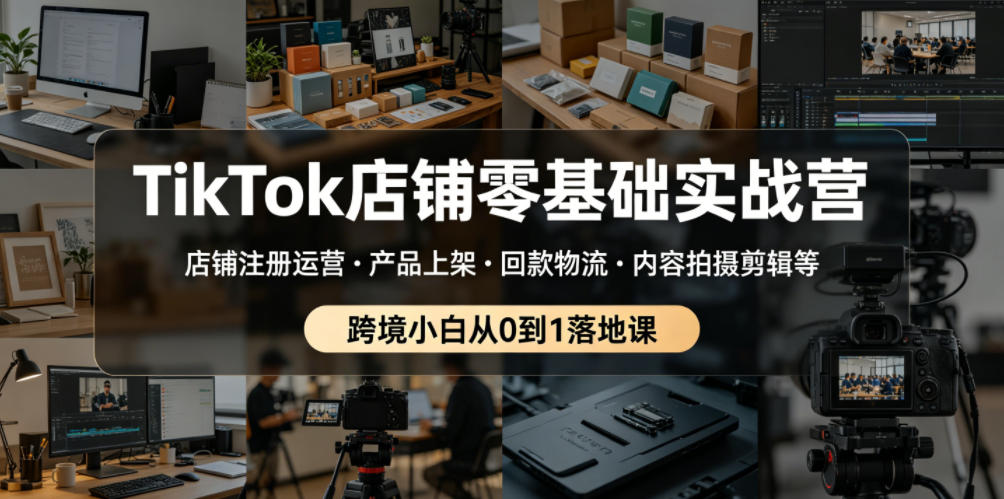 TikTok店铺零基础实战营,店铺注册运营・产品上架・回款物流・内容拍摄剪辑等 ,跨境小白从0到1落地课-靠谱项目库