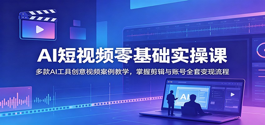 AI短视频零基础实操课：多款AI工具创意视频案例教学，掌握剪辑与账号全套变现流程-靠谱项目库