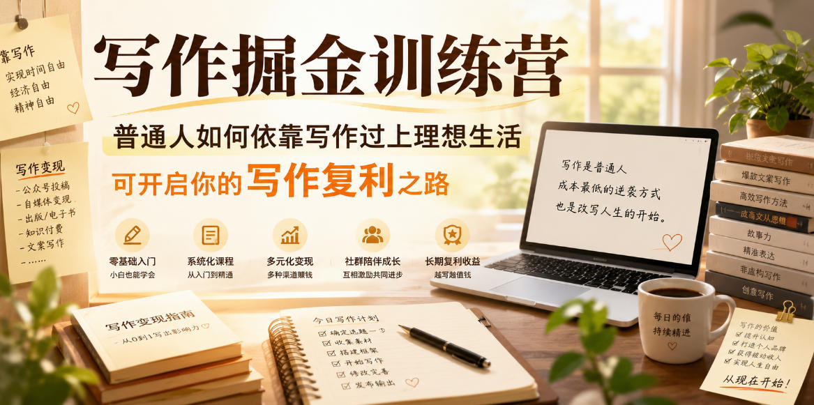 写作掘金训练营，普通人如何依靠写作过上理想生活，可开启你的写作复利之路（更新6月）-靠谱项目库