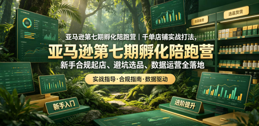亚马逊第七期孵化陪跑营｜千单店铺实战打法，新手合规起店、避坑选品、数据运营全落地-靠谱项目库