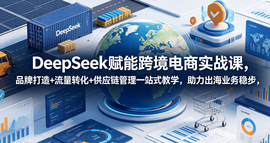 DeepSeek赋能跨境电商实战课，品牌打造+流量转化+供应链管理一站式教学，助力出海业务稳步发展-靠谱项目库
