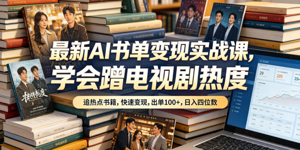 最新AI书单变现实战课，学会蹭电视剧热度，追热点书籍，快速变现，出单100+，日入四位数-靠谱项目库